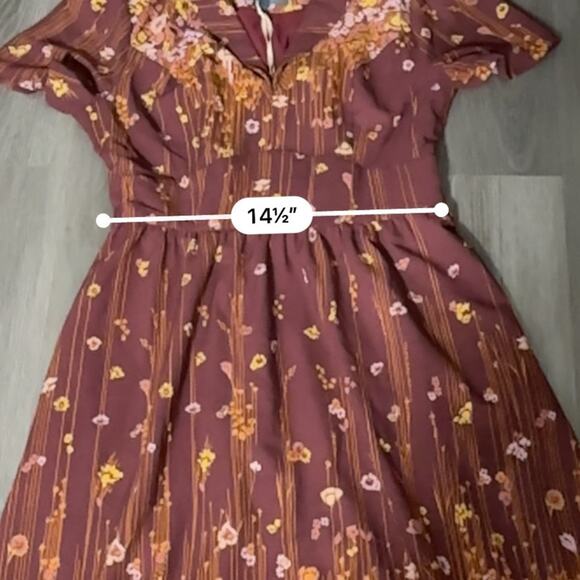 ModCloth Lively Identity Burgundy Floral Short Sleeve Mini Dress Size L NEW - Picture 11 of 13